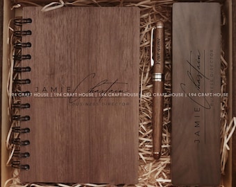 Custom Engraved Notebook & Pen Set: Pesonalized Graduation Gifts for Him, Father's Day Gift For Dad, Teacher Appreciation, Retirement Gifts