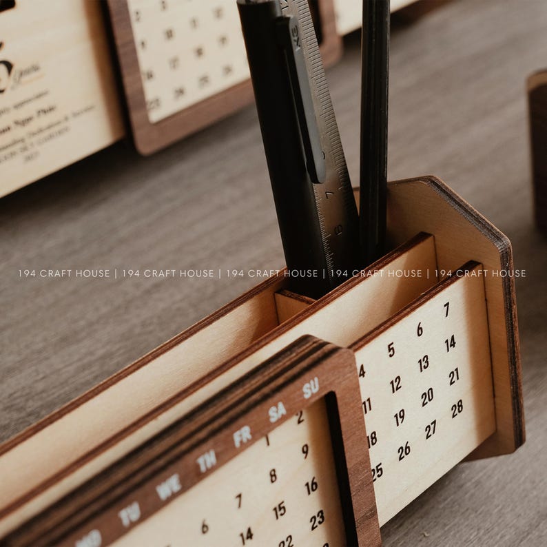 Custom Wood Desk Calendar End of Year Corporate Gift for Clients ...