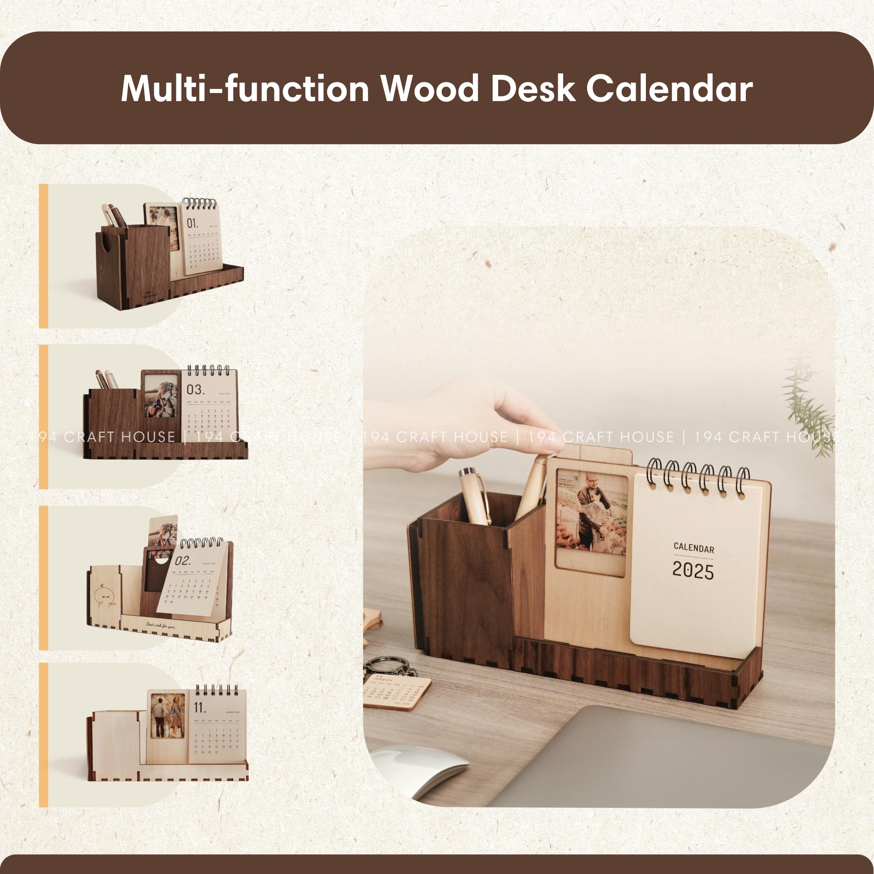 Customized Calendar With Image, Multi-function Wood Desk Calendar With ...