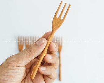 Handcrafted Mini Wooden Forks for Appetizer, Cheese, Charcuterie Boards, Fruit Dessert Eco-friendly & Reusable Fork, Wood Kitchen Utensils