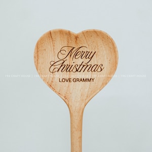 Custom Engraved Wooden Heart Spoon: Personalized Spoon Christmas Gifts For Her, Him, Christmas Tree & Table Decor, Stocking Stuffer