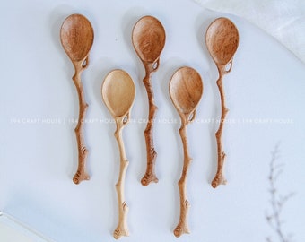 Handcrafted Wooden Witch Spoon: Engraved Potion Kit Accessory