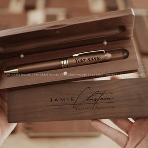 Gepersonaliseerde pen en etui op maat gegraveerd, kantoorcadeauset, Vaderdagcadeau voor papa/hem/dokter/leraar/advocaat/collega/relatiegeschenken