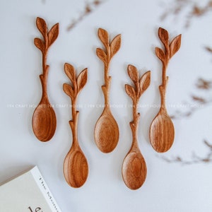 Handcrafted Wooden Leaf Spoon For Tea Measuring & Coffee Spoon, Farmhouse Kitchen Decor, Personalized Birthday Gift, Housewarming Gifts