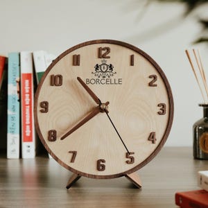 Engraved Wood Desk Clock Personalized Gift for Teacher Appreciation, Doctor, Coworker, Minimalist Office Table Decor, Desk Accessories