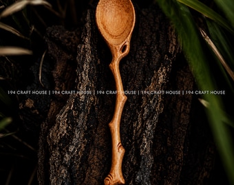 Handcrafted Wooden Witch Spoon Personalized Gift for Kids, Engraved Mud Kitchen Spoon Potion Kit Accessory, Montessori Sensory Pretend Play