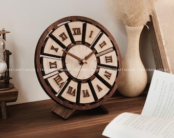 Personalized Wood Desk Clock Gift For Coworker, New Home, Housewarming, Anniversary, Graduation, Teacher Retirement Gift, Office Table Decor