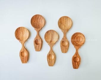Hand Carved Mini Wooden Spoons: Bath Salt, Spice, Coffee Scoop
