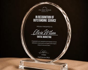 Engraved Crystal Award: Personalized Employee Recognition Award, Appreciation Gifts, Achievement Awards, Company Anniversary Awards