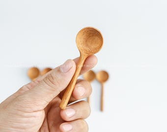 Handmade Wood Coffee Scoop Personalized Gift for Coffee Lovers, Kitchen Gifts, Mini Wooden Measuring Spoon, Seasoning Spoon, Wooden Utensils