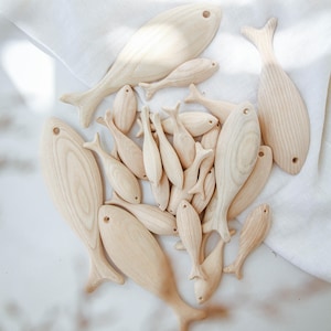 Recorte de peixe em madeira 3D inacabado, projetos de artesanato faça você mesmo, arte de parede costeira, decoração de parede para casa de praia no verão, brinquedos infantis para pintura à mão imagem 3