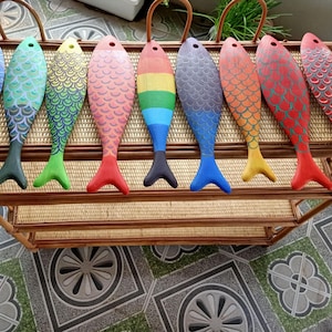 Recorte de peixe em madeira 3D inacabado, projetos de artesanato faça você mesmo, arte de parede costeira, decoração de parede para casa de praia no verão, brinquedos infantis para pintura à mão imagem 18