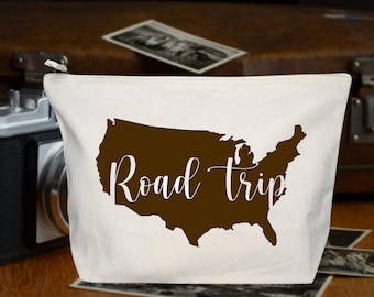 Trousse de voyage - Road trip - USA map - Pochette voyage - Etats Unis - Porte documents