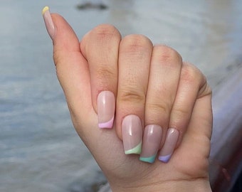 Pastel Petals | Homemade French Tip Nails