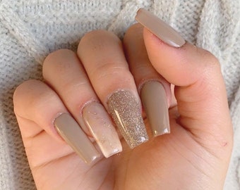 Sweater Weather   | Brown Gold Glitter, Brown Marble, Light Brown Nails