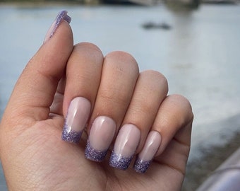 Violet Bling| Glitter Purple French Tip Nails