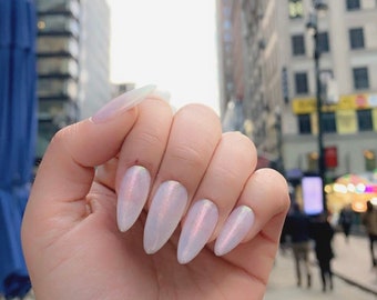 Winter Frost | Chrome, Milky, White, Nails