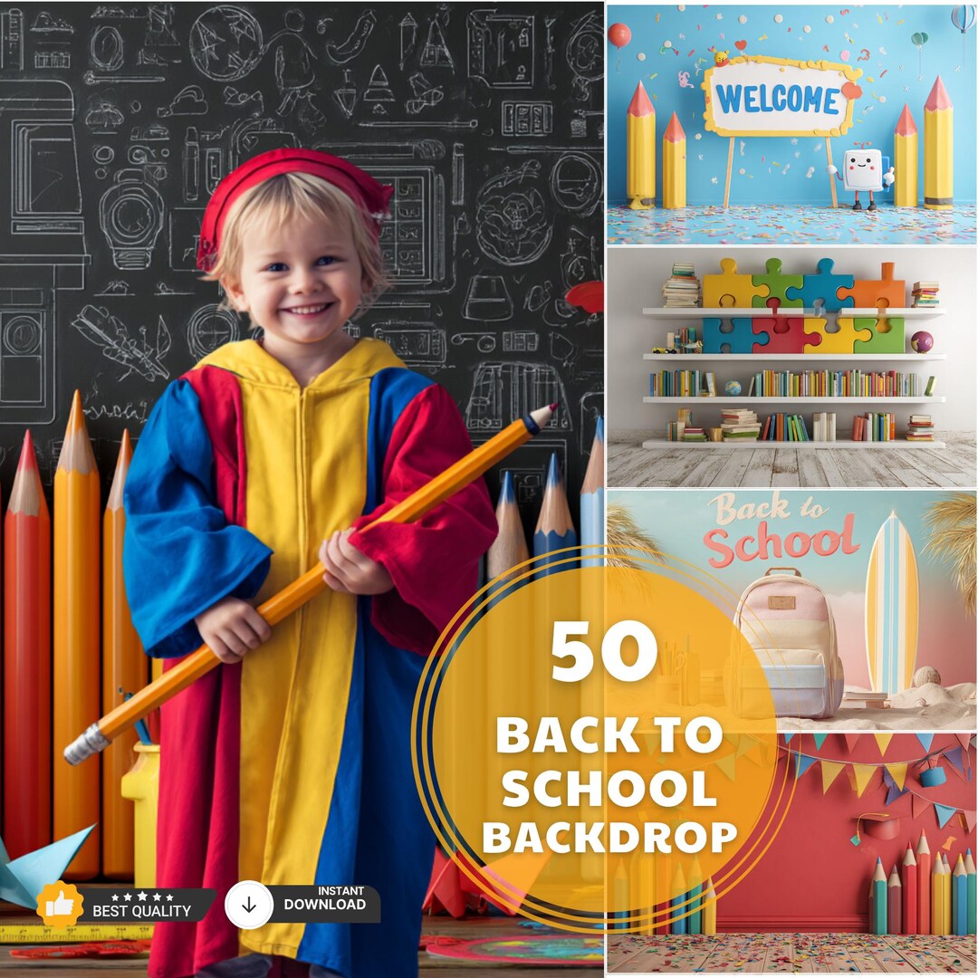 Back to School Digital Backgrounds, Preschool Portrait Backdrops ...