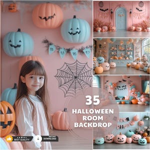 Creepy Room Backdrop, House Scene, Halloween Background, Haunted Junk Journal Papers, Night Studio Pages, Photoshop Overlay
