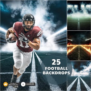 25 Football Backdrops, Professional Sports Backgrounds, Stadium Theme Backdrops, Senior Photography Backdrop, Digital Football Set