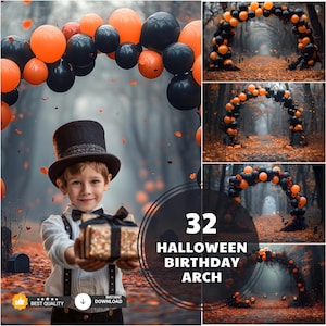 Halloween Birthday Backdrop Digital, Bundle Halloween Horror Background, Photography Composite, Halloween Party Background