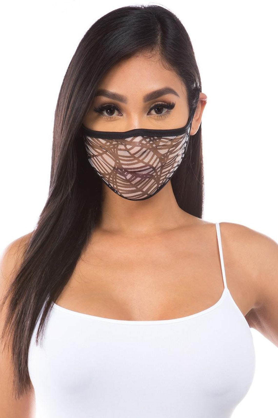 Black & White Sheer Single Layer Mesh Face Mask Made in USA Etsy