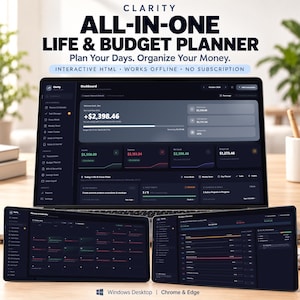 Interactive Life & Budget Planner for Windows HTML  | Offline Calendar, Tasks, Habits and Goals