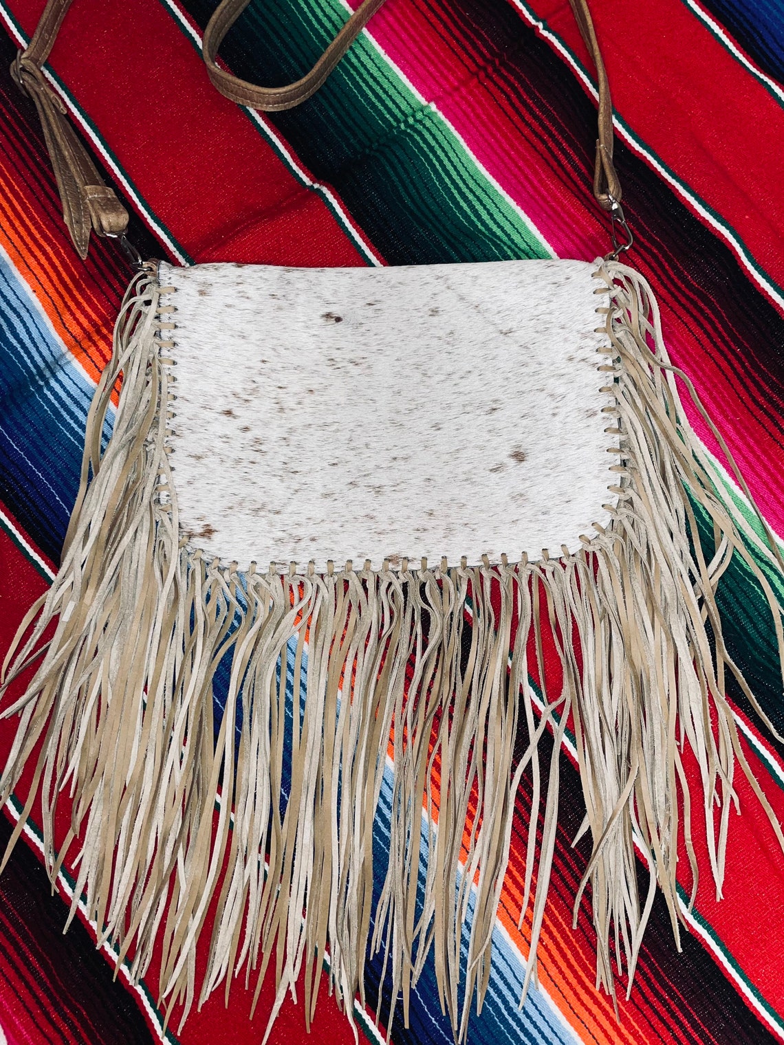 Cowhide Leather bag with Fringe Etsy