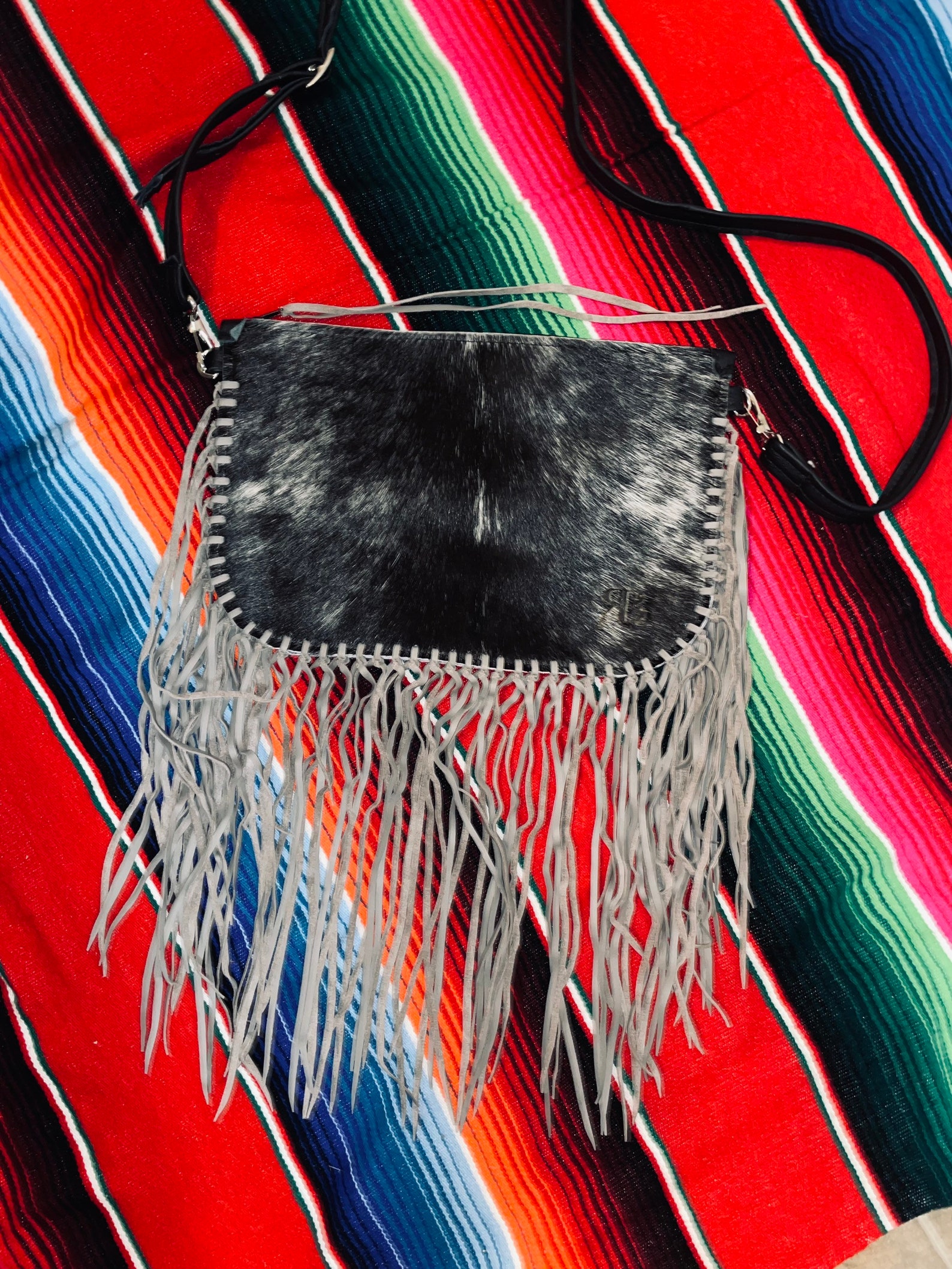 Cowhide leather purse with fringe Etsy