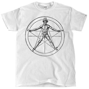 Pentagram and the Human Body - White Unisex T-shirt