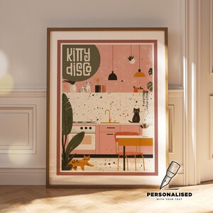 Digital Download: Retro Kitty Disco Kitchen Poster