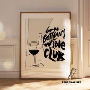 Personalisierter Wine Club Digitaler Download Druck • Vintage Food Poster • Wein Druck • Mitte des Jahrhunderts moderner Druck • Benutzerdefinierte Küchenkunst