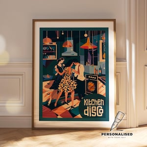 Karaoke Night Kitchen Print: Custom Text for Music Lovers