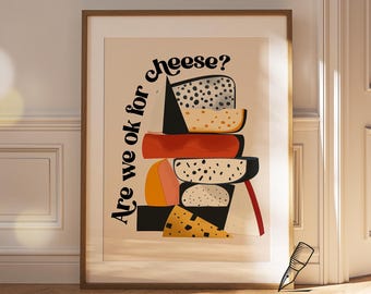 Personalised Cheese Lover Print, Retro Kitchen Wall Art