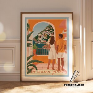 Lámina romántica de un pueblo costero: Vista del puerto italiano.
