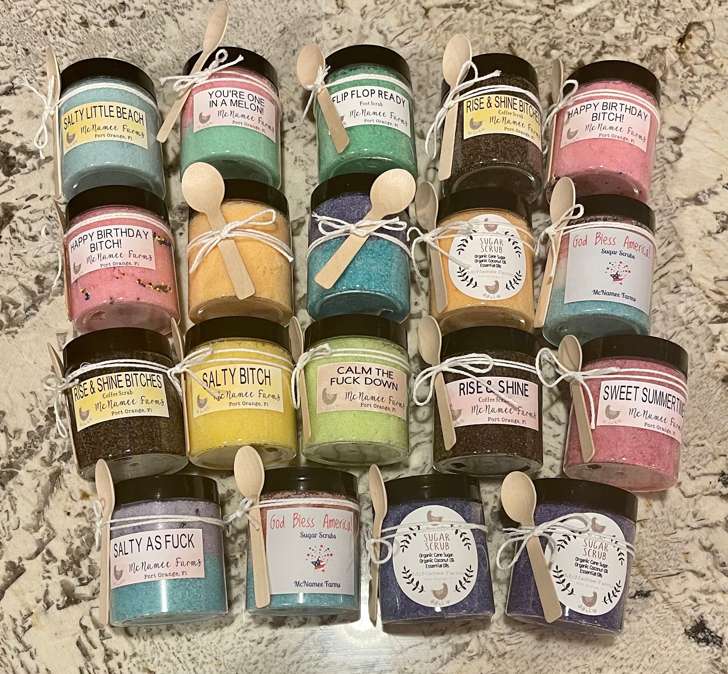 Organic exfoliating sugar scrubs for hands and body. Custom Etsy