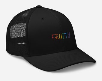 LGBTQ+ Fruity Embroidered Trucker Hat - Colorful Unisex Pride Cap