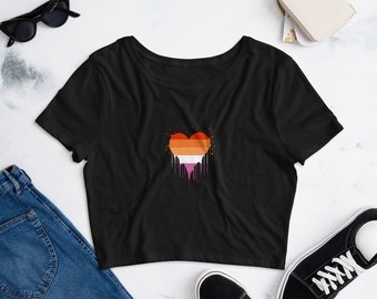 Lesbian Pride Heart Crop Top - LGBTQ Pride - Sapphic shirt - Lesbian gift