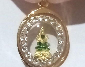 Real 18k Gold Tiny Buddha Pendant: Thai Amulet Charm for Meditation - Buddhist jewelry