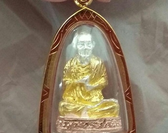 18K Gold Thai Mönch Amulett Anhänger, Somdej Toh, Glück Talisman, handgemachter Schmuck