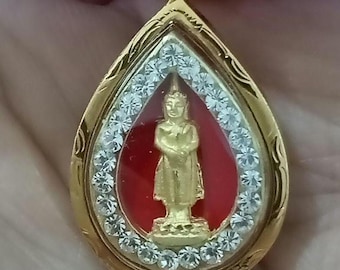 Buddha Amulet 18k gold Pendant for Necklace: Thai Handmade Jewelry, Blessed by Monks