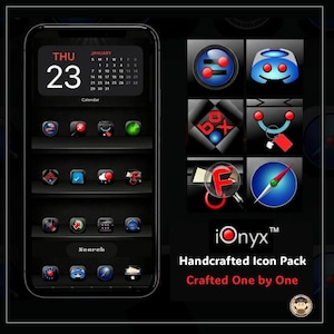 600+ 3D iOnyX Black Glow Shadow Icons | Minimalist iOS Android App Pack (Digital Download)