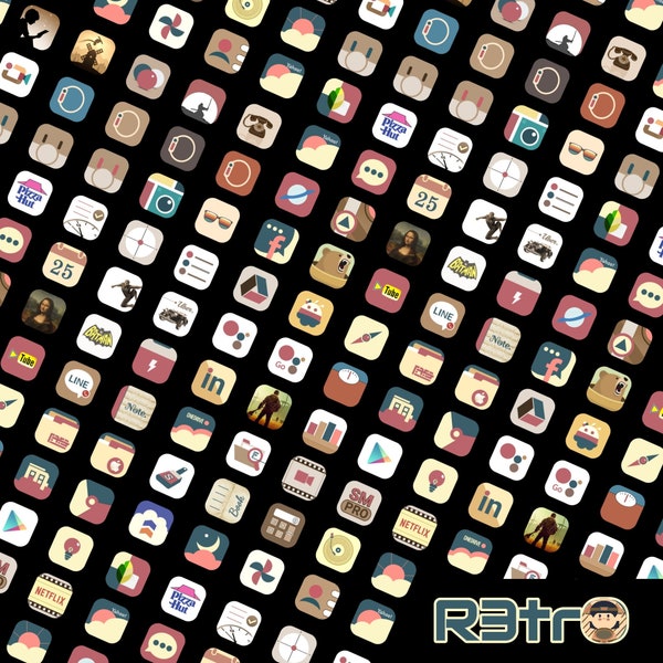 600+ Retro Andriod ios Handmade Icon, V1.7, Retro Icon Pack, iphone Homescreen, Iphone Icon, iOS Icon, Handmade Icon Pack, Handcraft Icon