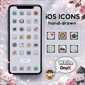 White Onyx iOS & Android Anime App Icons, Handcrafted Minimalist iPhone Theme (Digital Download)