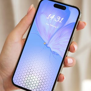 Abstract Butterfly Glow Wallpaper: Violet Minimalist Lockscreen (Digital Download)