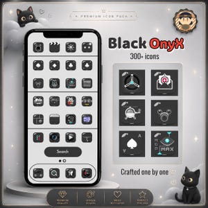 Black Onyx Anime App Icons, Edgy Dark iOS Theme, Android Pack (Digital Download)