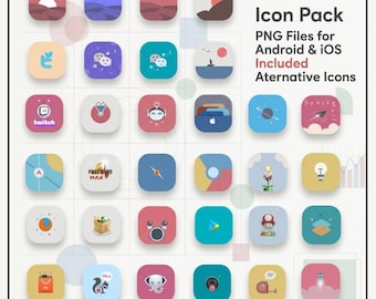 Iconos minimalistas en tonos pastel para aplicaciones / Tema, fondo de pantalla y widgets para iOS y Android (descarga digital)