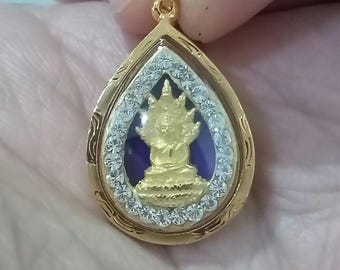 Naga Prok 18k Gold Thai Buddha Anhänger, Gesegnetes Amulett für Schutz