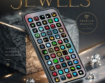 Jewels App Icons Pack, Colorful Gemstone Theme for iOS Android (Digital Download)