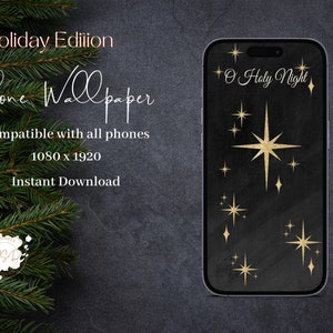 O Holy Night Xmas Phone Wallpaper | Christmas Wallpaper | Digital Download | iPhone Wallpaper | Christmas Phone | Wallpaper Design | Instant